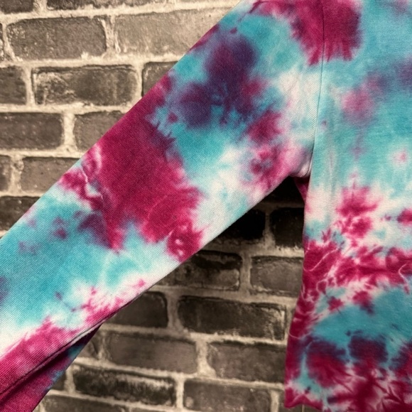 Aviator Nation Hand Dyed Pullover Crop Hoodie Tie Dye blue purple - Picture 4 of 11